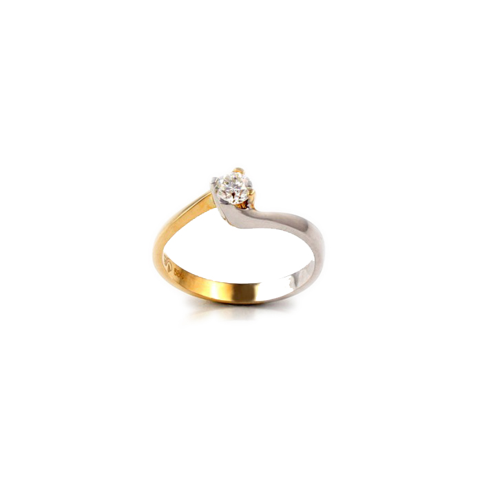 R011 Dvojfarebný prsteň s 0,23 karátovým diamantom