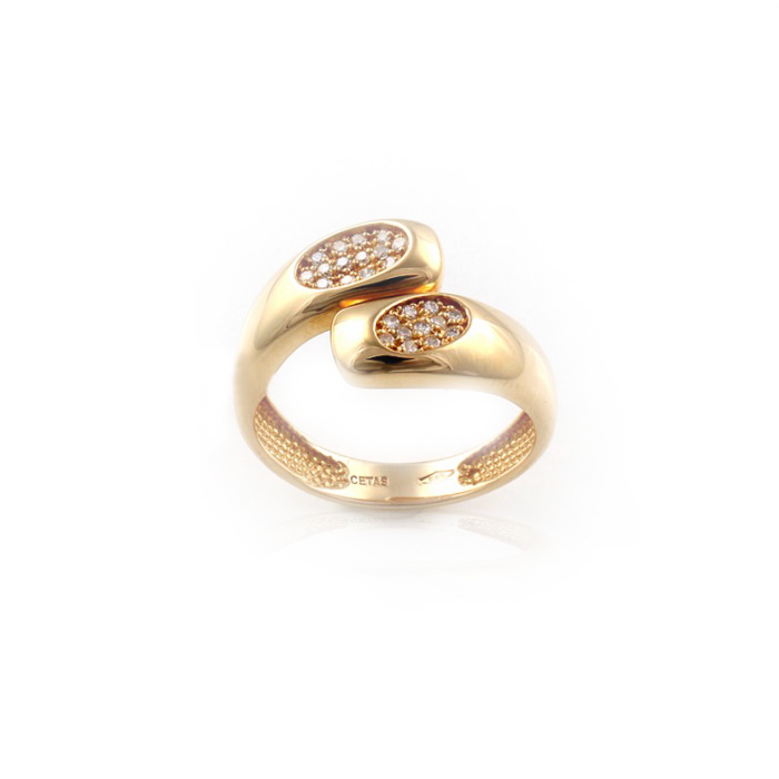 R018 Gul Guld Ring med diamanter 0,18 ct