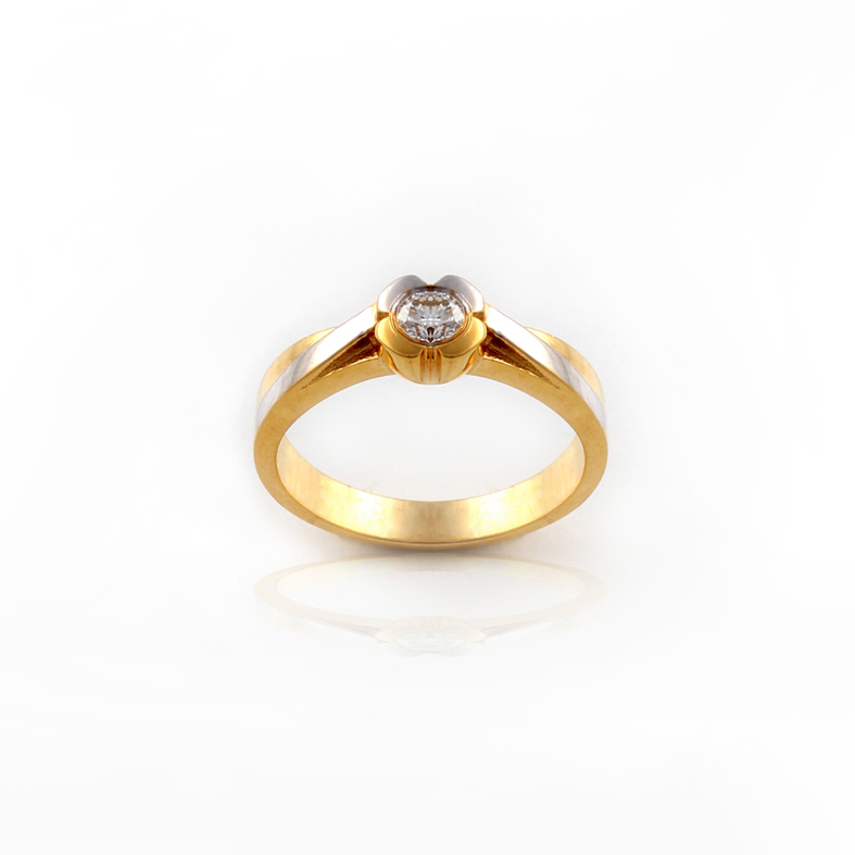 R022 Dvoubarevný prsten s diamantem 0,17ct