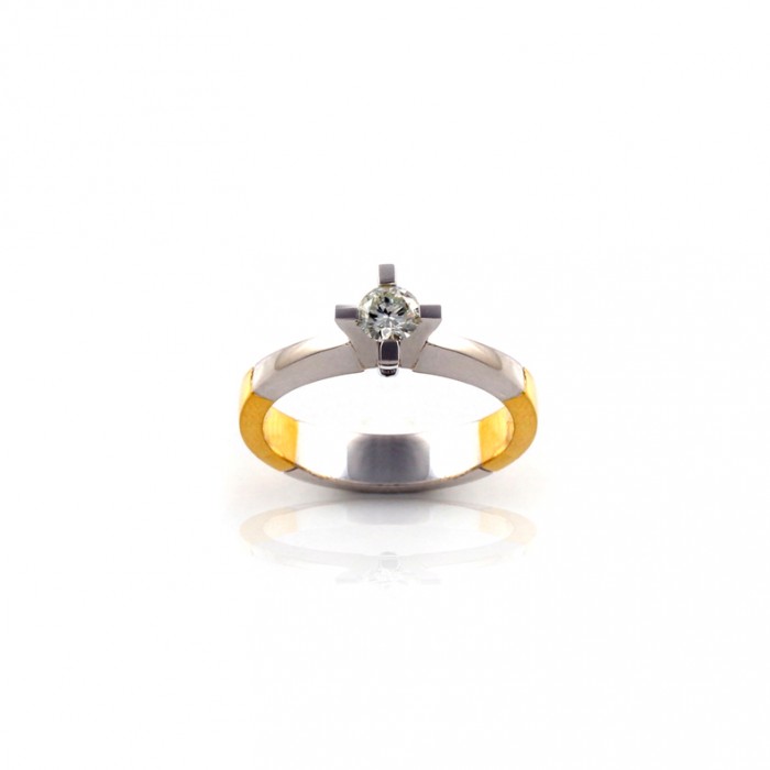R025 Bicolor Solitare Ring with 0.26ct Diamond