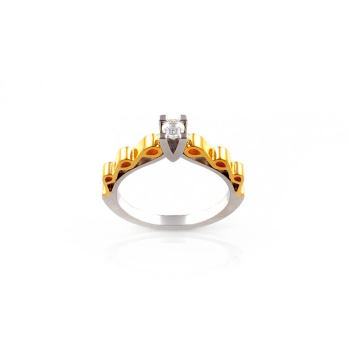 R027 bicolor Solitare ring met 0.26 CT diamant