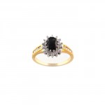 R033 Bicolor white and yellow gold Ring With Saphire and Diamonds