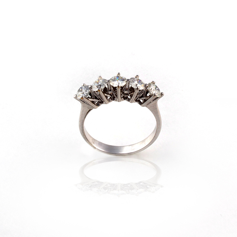 R035 кольцо из белого золота альянс с 1.00 карата алмазов
