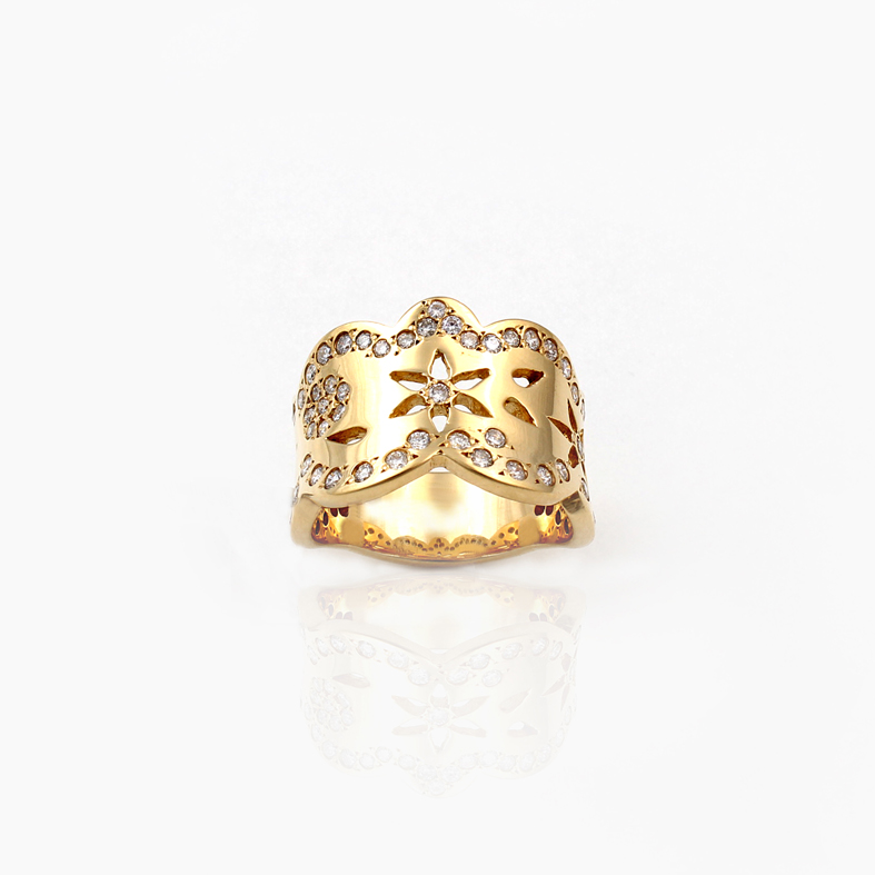 R038 prsteň zo žltého zlata s 0,95 karátovými diamantmi