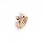 R053 Three Color Ring  with 0.12ct Diamonds