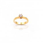 R083 sárga arany pasziánsz gyűrű 0,17 karátos gyémánttal