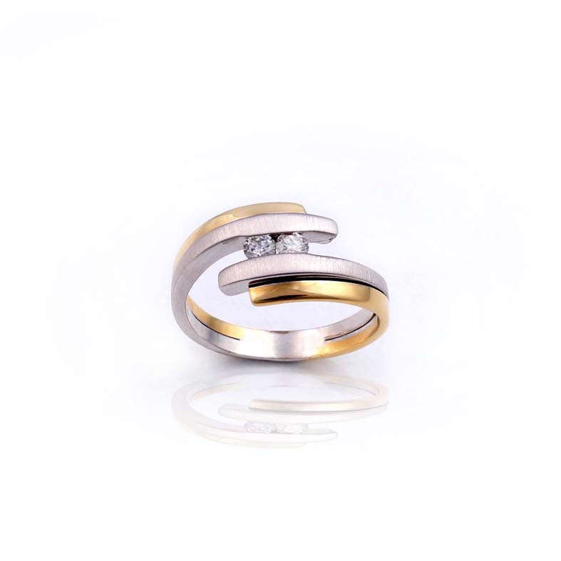 R093 двухцветный кольцо с 0.20ct бриллиант