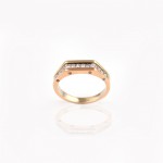 R114 Three Color Gold Ring with 0.26ct Diamonds