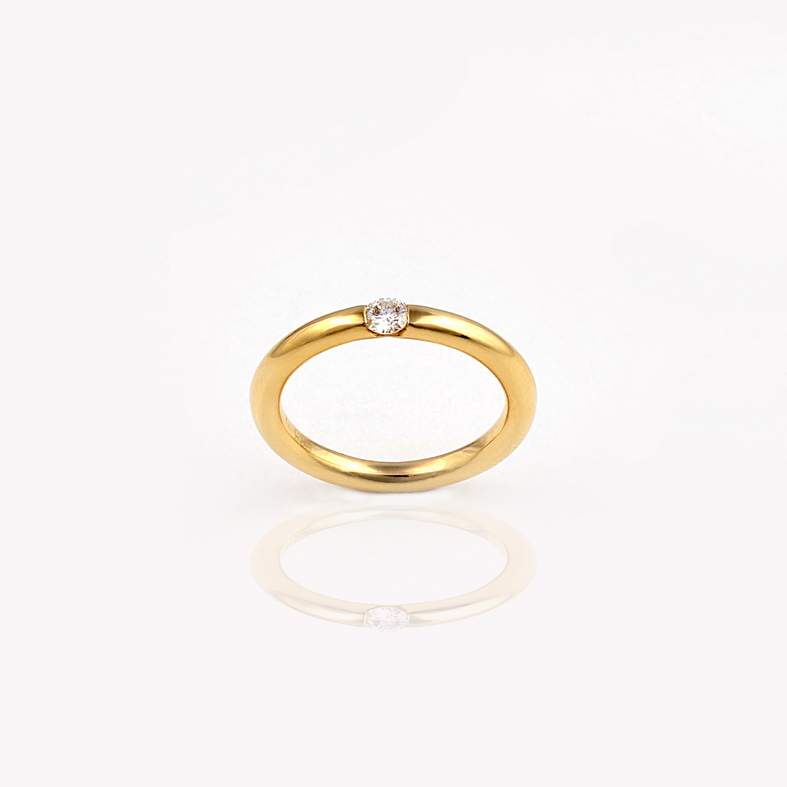Prsten od žutog zlata R115 s dijamantom od 0,15 karata