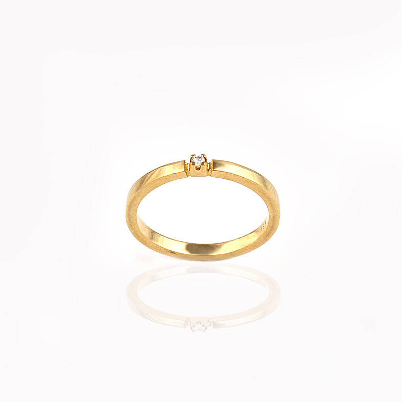 R120 prsteň zo žltého zlata s aliančným prsteňom s 0,05 karátovým diamantom