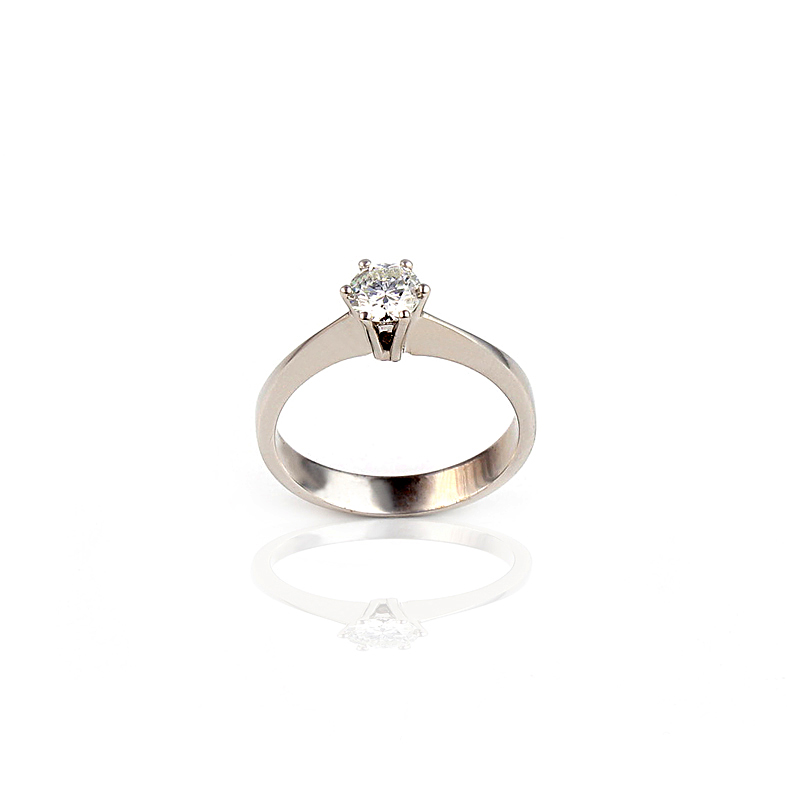 R147 biele zlato Solitare prsteň s 0,75 ct Diamond