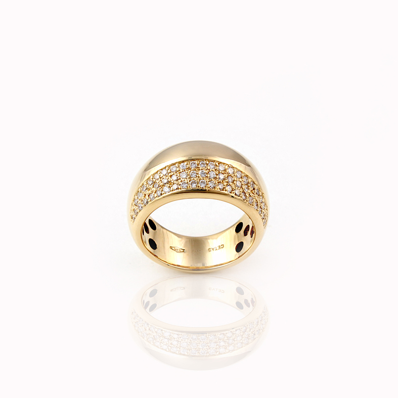 R163 sárga arany gyűrű 0,40 karátos gyémántokkal