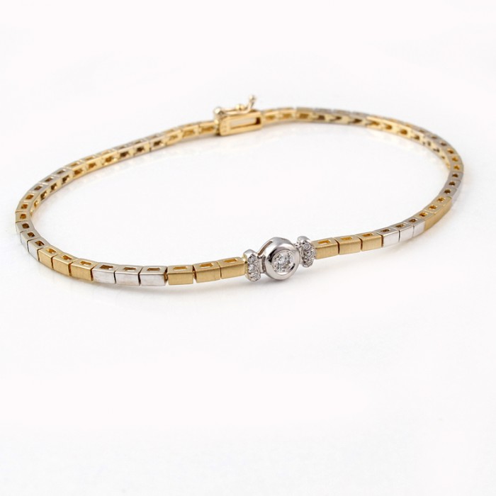 Blzk007 Bicolor White and Yellow Gold Armband with 0.13ct diamond