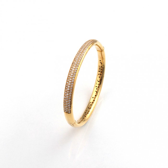 Blzk018 sárga arany kargyűrű 1,90 karátos gyémántokkal.