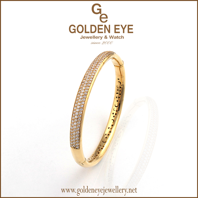 Blzk018 sárga arany kargyűrű 1,90 karátos gyémántokkal.