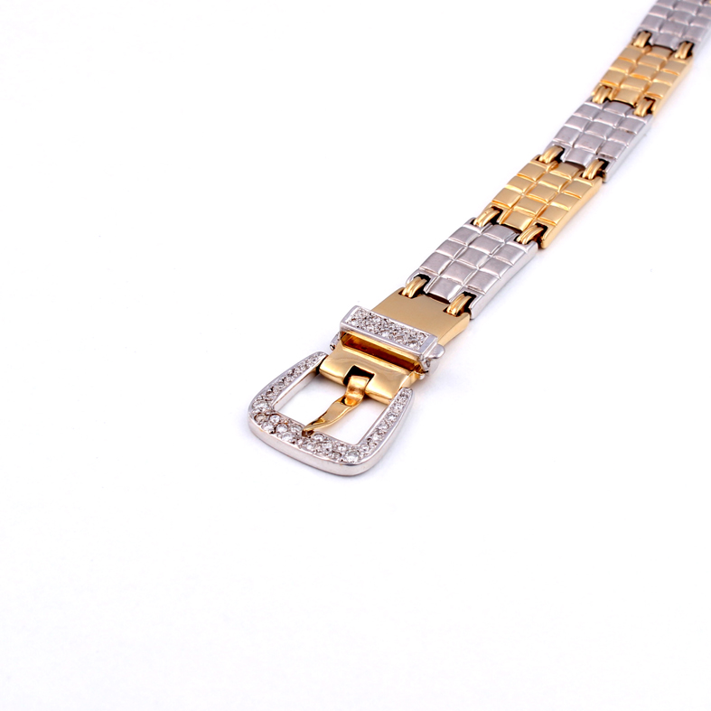 Blzk031 Tvílitað hvítt og gult gull armband með 0,50ct demöntum