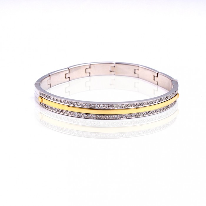 Blzk033 Bicolor White and Yellow Gold Arming with 0,96ct diamonds