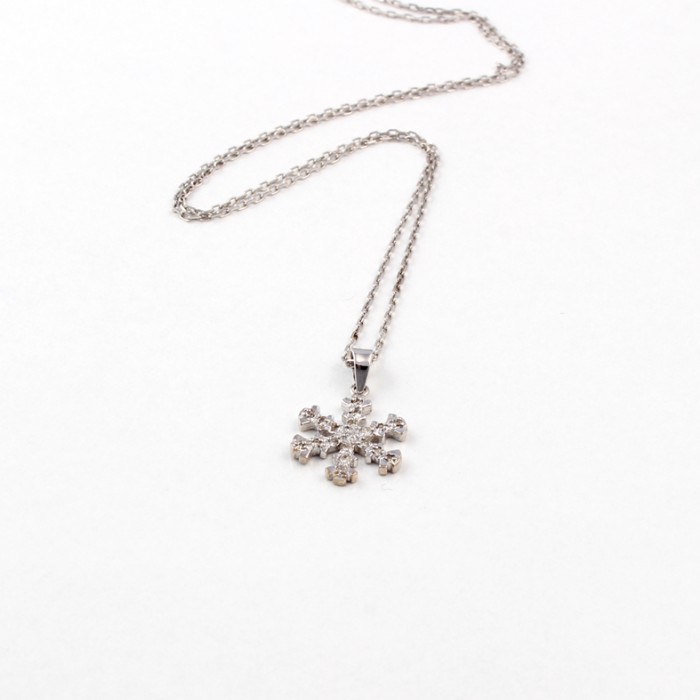 K011White Gold Snow Cristal Pendent with 0.11ct Diamonds