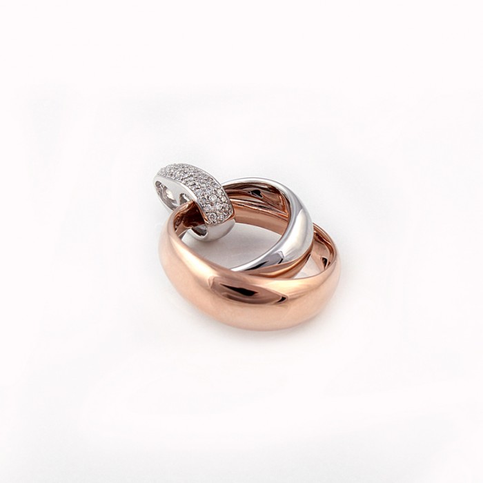 Pendente bicolor em ouro branco e rosa K020 com diamantes de 0,27 quilates