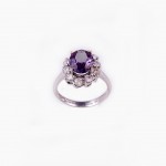 R414 White gold ring with 0.82ct Diamonds and Turmaline.