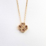 K037 Yellow gold Clover Pendent with 0.25ct Diamonds