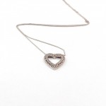 K063 Bílé zlato srdce náhrdelník s diamanty