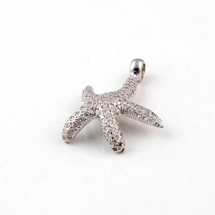 P001 hvitt gull Starfish hengende med 0,69 ct diamonds