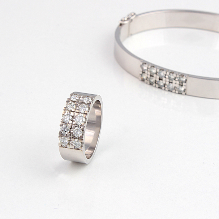 Blzk01A White gold Alliance Armring with 1.07ct Diamonds
