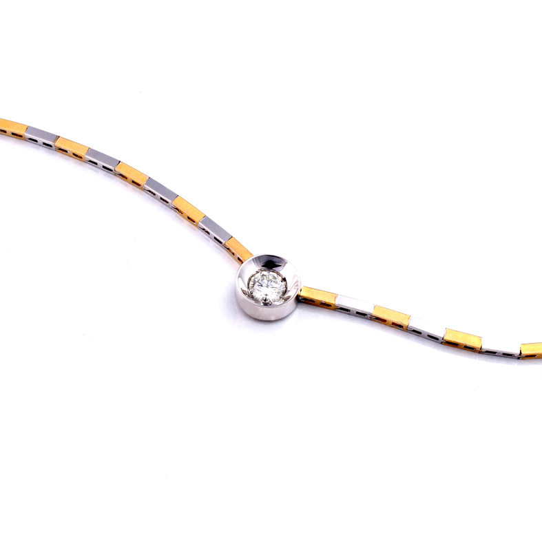 K056 Bicolor White and Yellow Gold Necklace with 0.46ct Diamond