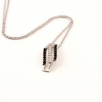 K084 White Gold Necklace with 0.24ct Black and 0.10ct White Diamonds