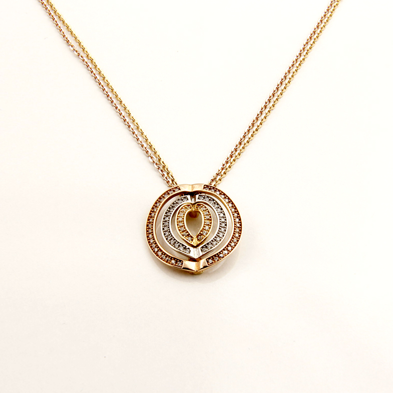 KL23A Tříbarevný zlatý náhrdelník