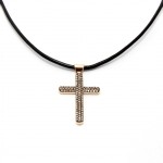 P071 Rose Gold Cross Pendent with 0.98ct Diamonds