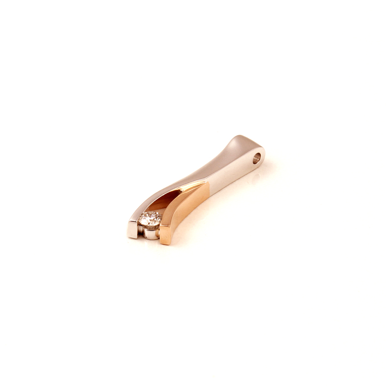 P09A Bicolor White and Rose Gold Pendent with 0.15ct Diamond