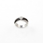 R003B White Gold Ring with 0.60ct Black and 0.70ct White Diamonds