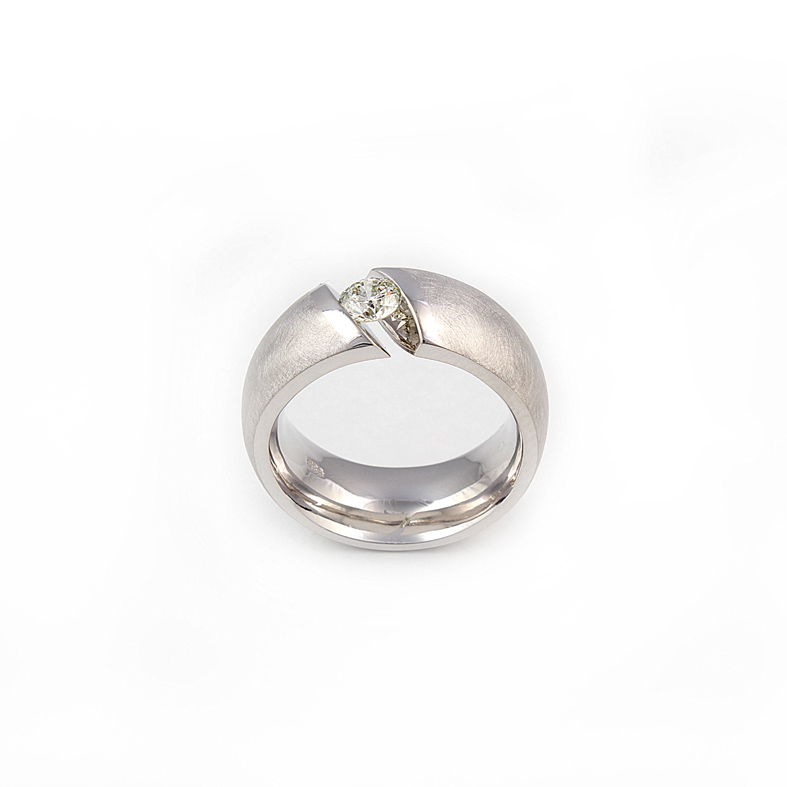 Anel de ouro branco R03C com diamante de 0,43 quilates