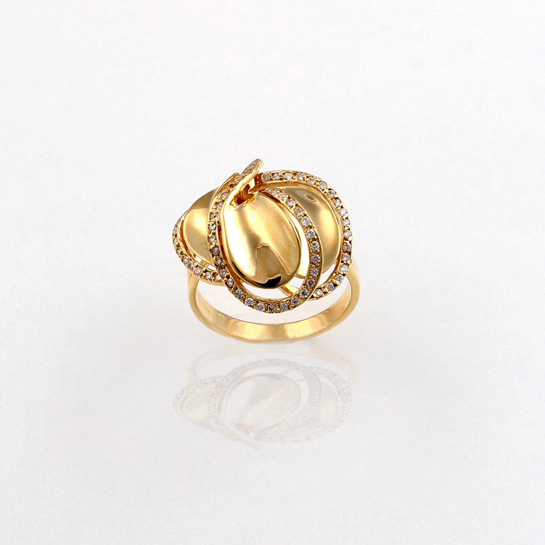 خاتم R063 من الذهب الأصفر مع 0.35 قيراط من الماس