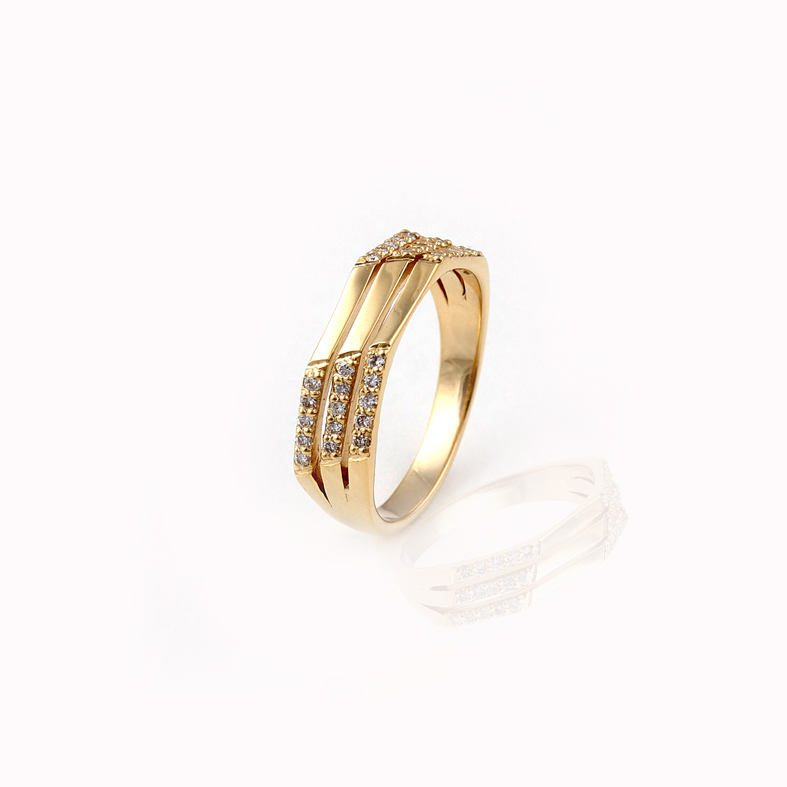 خاتم من الذهب الأصفر R159 مع 0.23 قيراط من الماس