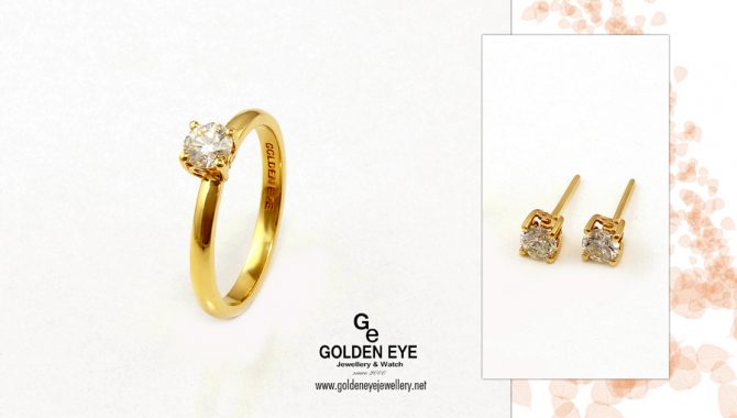 R499 Gult gull Ring med 0.40ct diamant