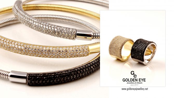 R505 2.60ct Siyah ve 0,06 ct beyaz altın yüzük Beyaz elmas.