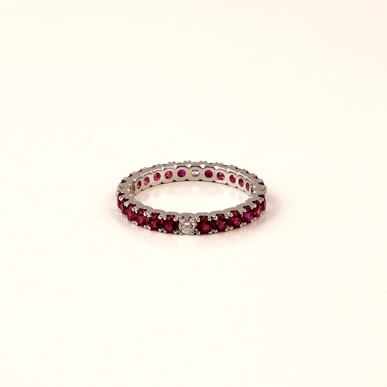 R812 White Gold Ring with 0.19ct Diamond and 1.19ct Ruby