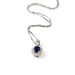 G02B White Gold Pendent With Blue Saphire and Diamonds
