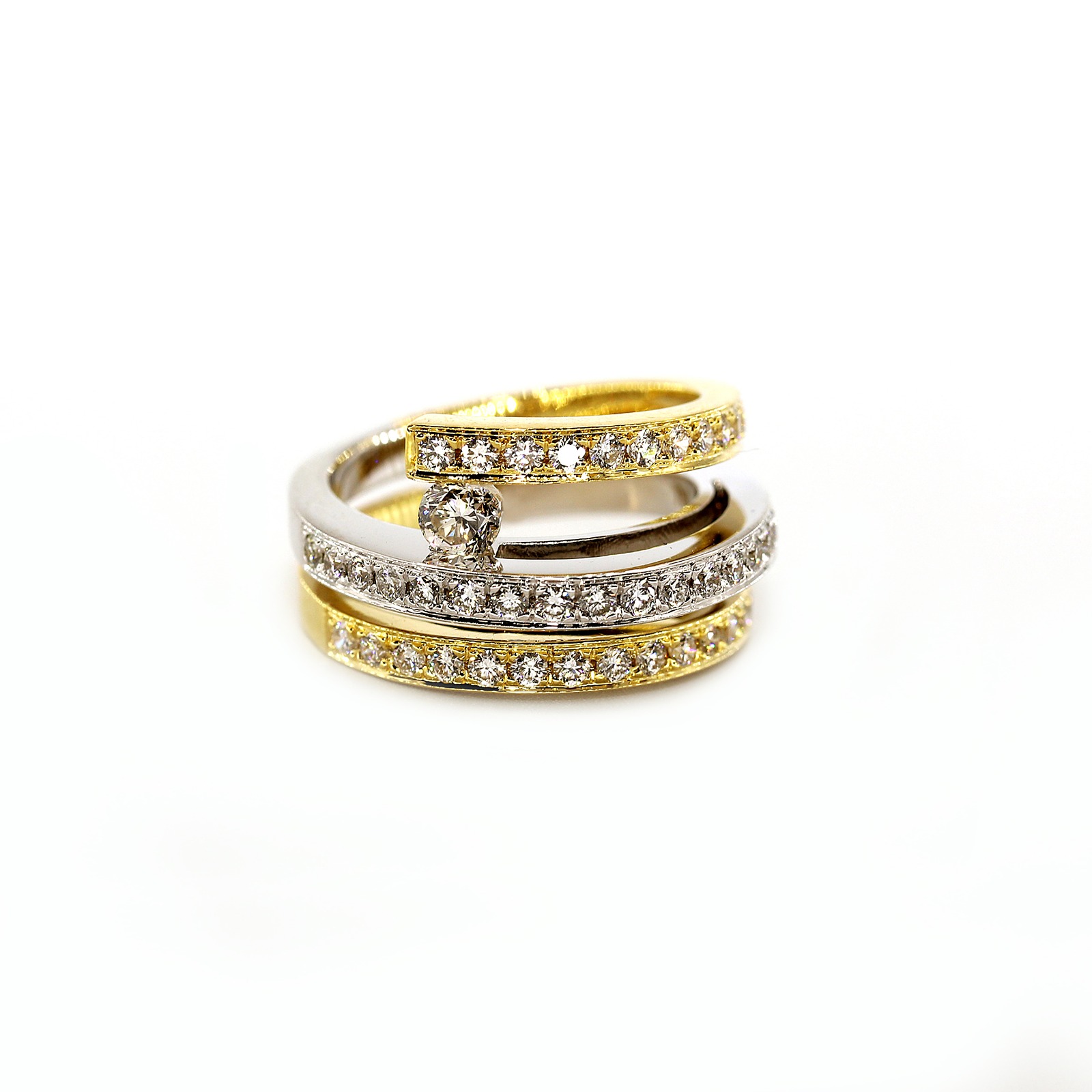 Specjalnie zaprojektowany pierścionek dla kobiet z 18-karatowego białego złota i diamentów - oferta dzienna przez GoldenEyeJewellery.net